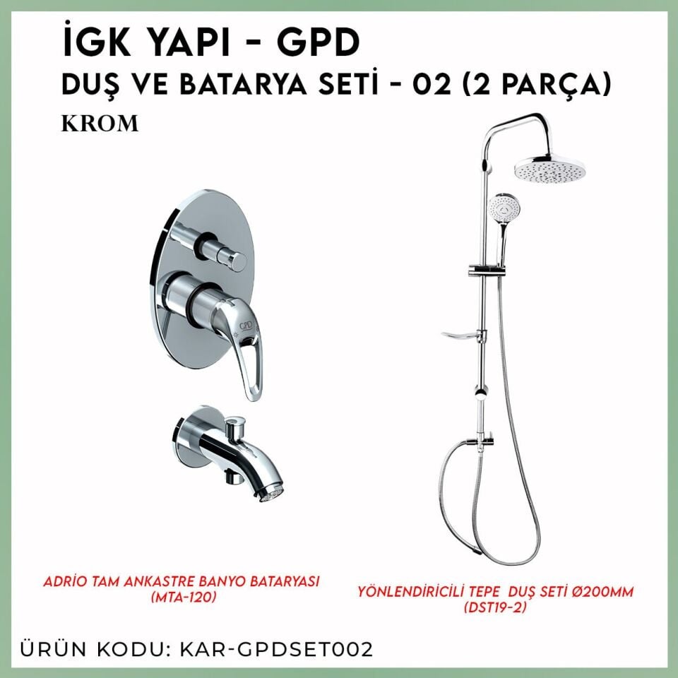 İGK YAPI - GPD Duş ve Batarya Seti - 02 (2 Parça)