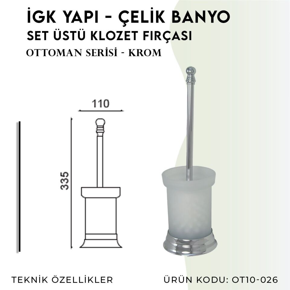 BANYOLİA - Çelik Banyo Ottoman Set Üstü Klozet Fırçası (OT10-026)