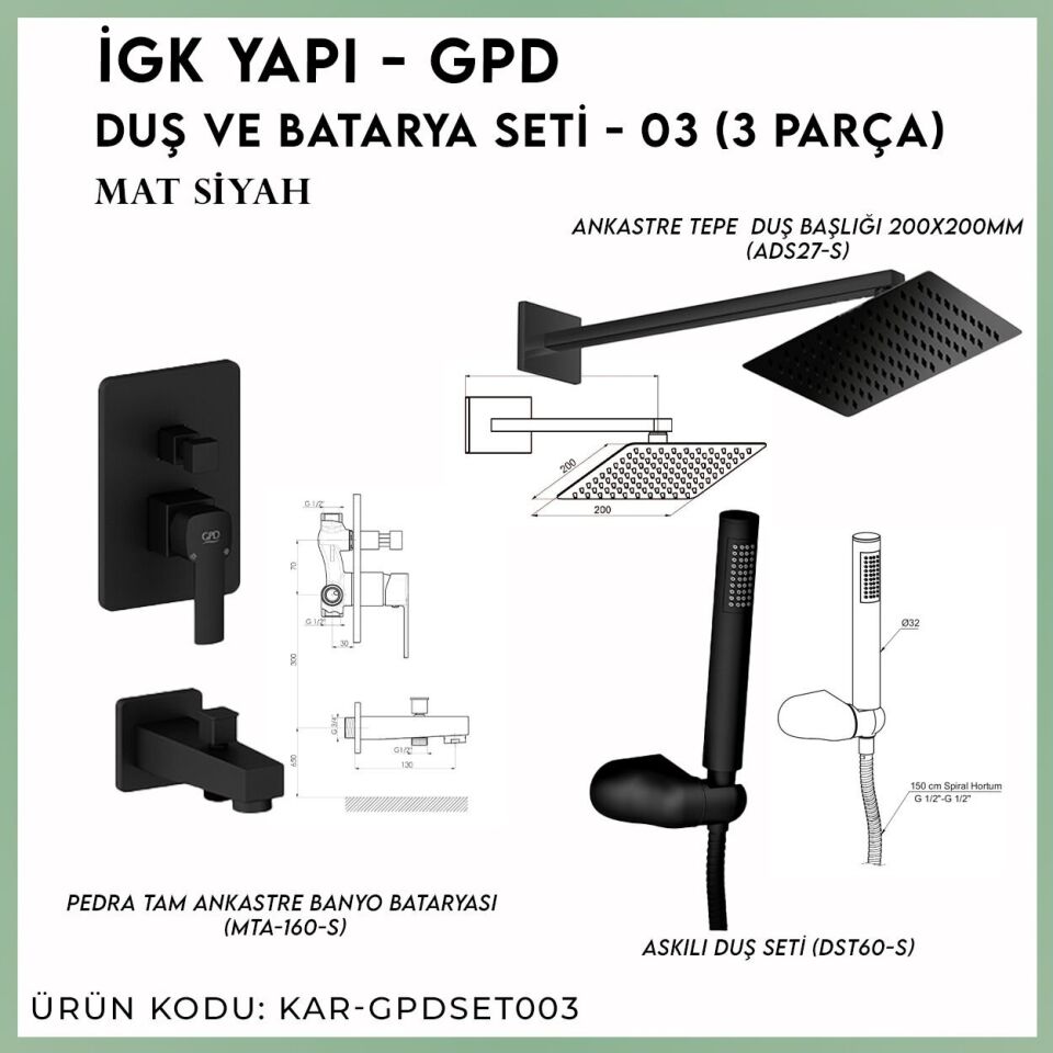 İGK YAPI - GPD Duş ve Batarya Seti - 03 (3 Parça)