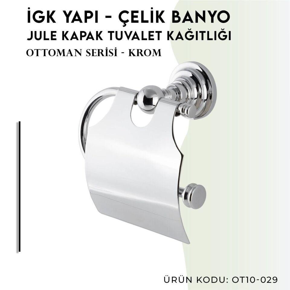 BANYOLİA - Çelik Banyo Ottoman Jule Kapaklı Tuvalet Kâğıtlığı (OT10-029)