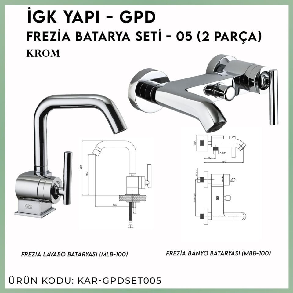 İGK YAPI - GPD Frezia Batarya Seti - 05 (2 Parça)