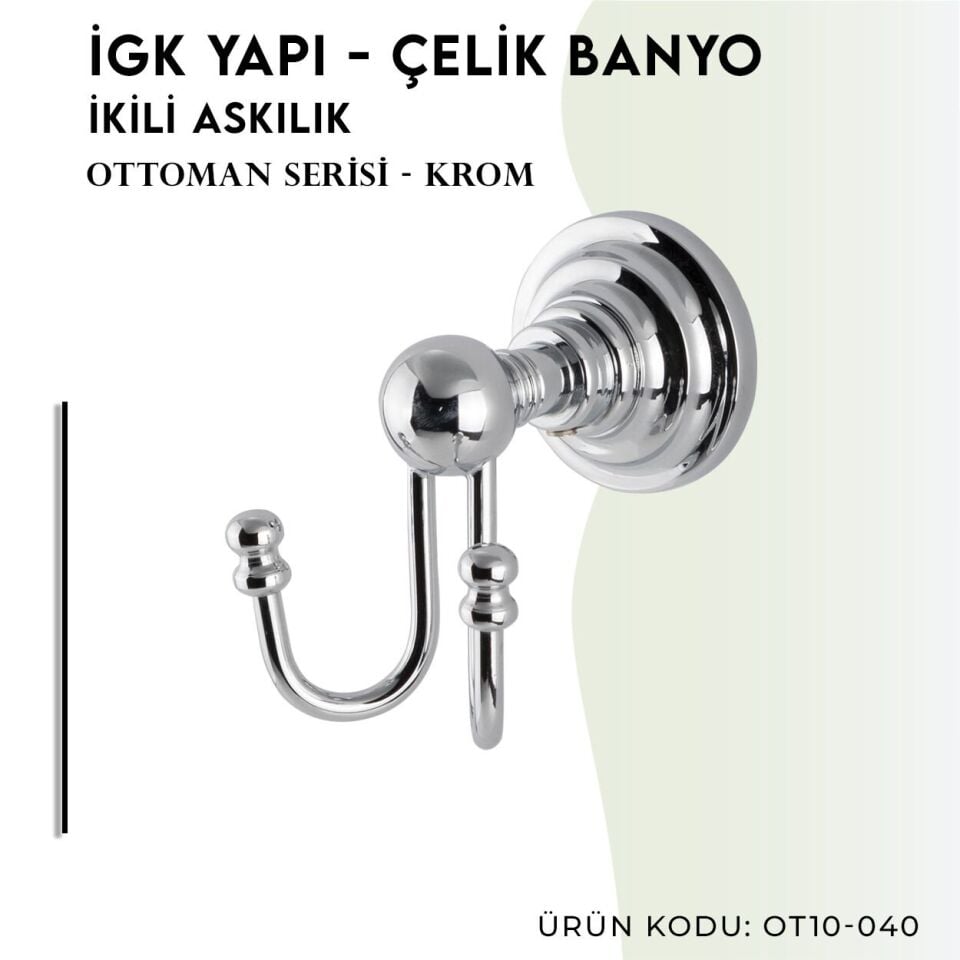 BANYOLİA - Çelik Banyo Ottoman İkili Askılık (OT10-040)