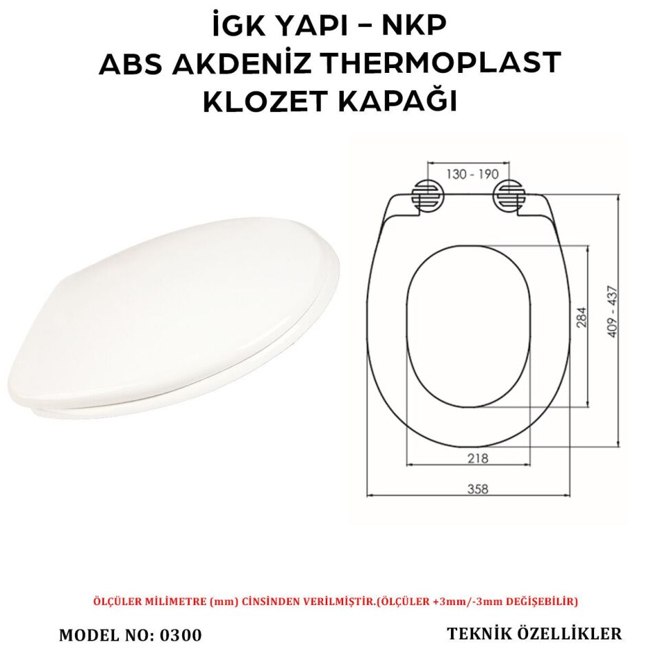 İGK YAPI - NKP 0300 ABS AKDENİZ Thermoplast Klozet Kapağı