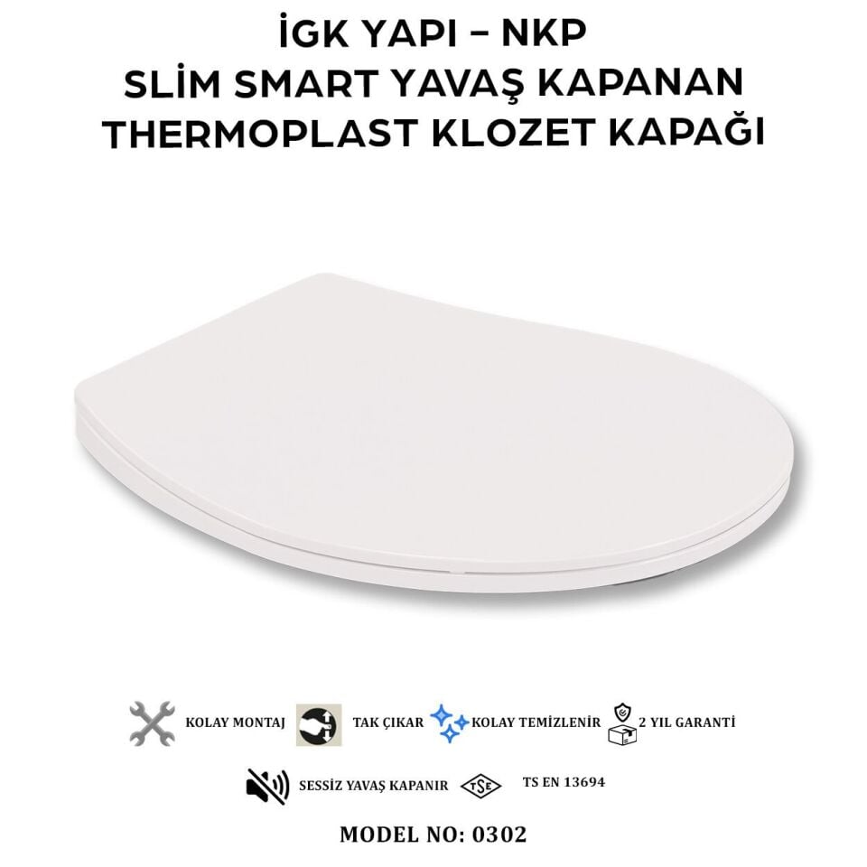 İGK YAPI - NKP 0302 SLİM SMART Yavaş Kapanan Thermoplast Klozet Kapağı