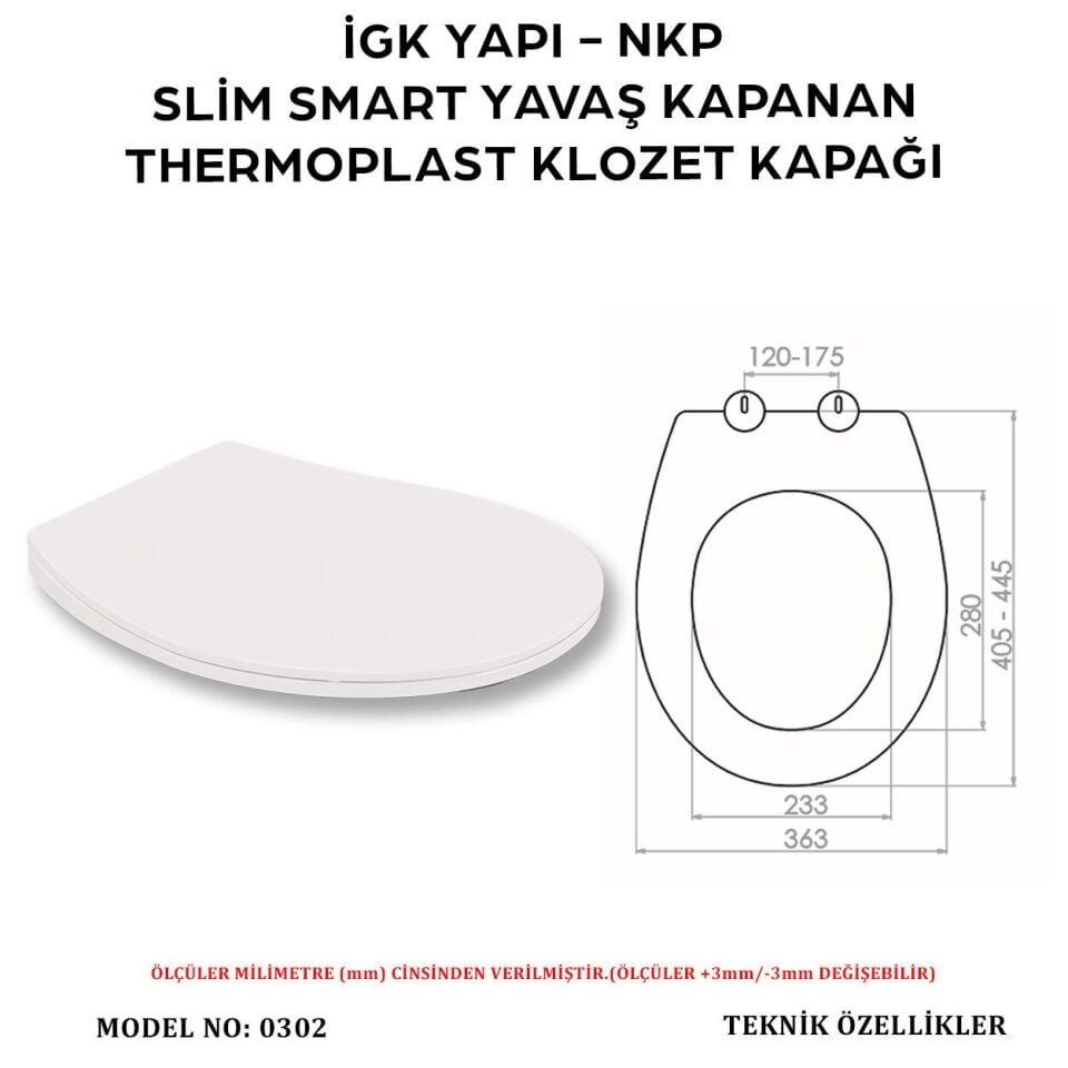 İGK YAPI - NKP 0302 SLİM SMART Yavaş Kapanan Thermoplast Klozet Kapağı