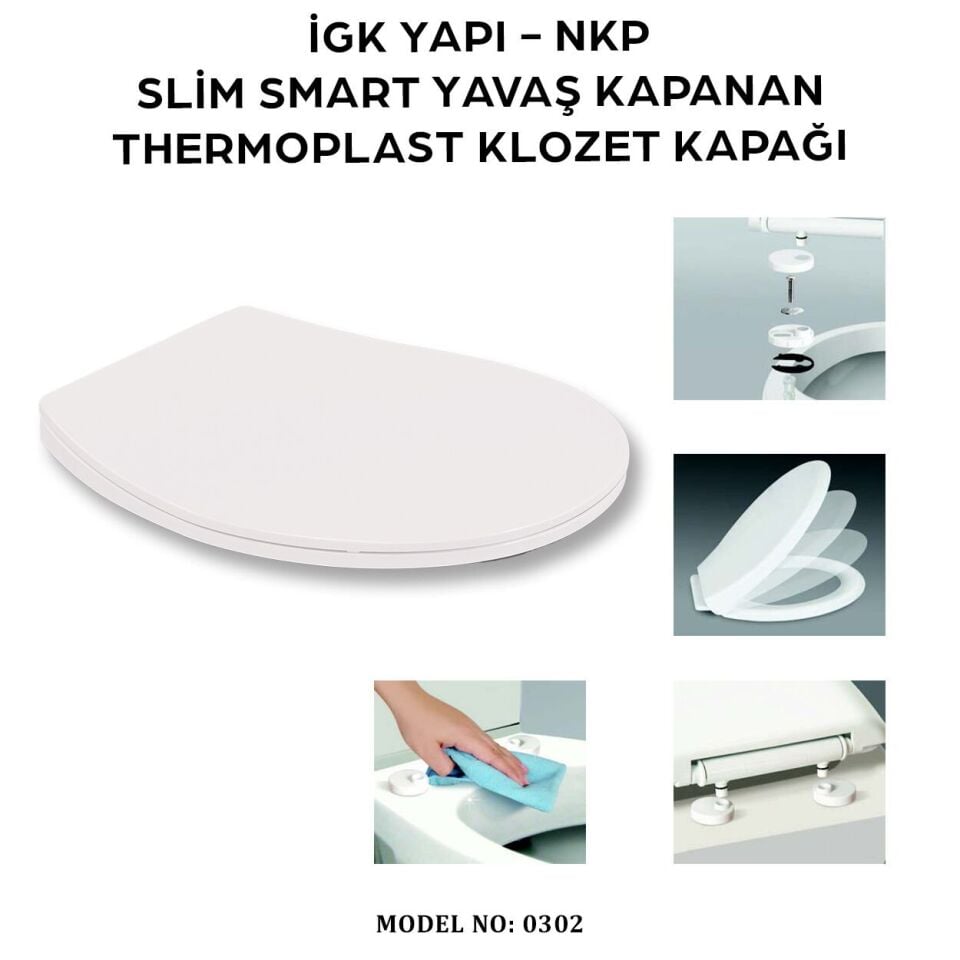 İGK YAPI - NKP 0302 SLİM SMART Yavaş Kapanan Thermoplast Klozet Kapağı