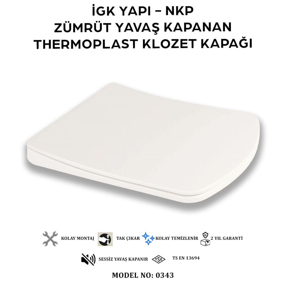 İGK YAPI - NKP 0343 ZÜMRÜT Yavaş Kapanan Thermoplast Klozet Kapağı