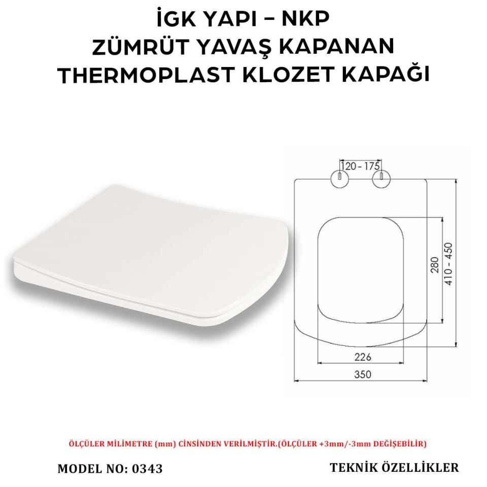 İGK YAPI - NKP 0343 ZÜMRÜT Yavaş Kapanan Thermoplast Klozet Kapağı