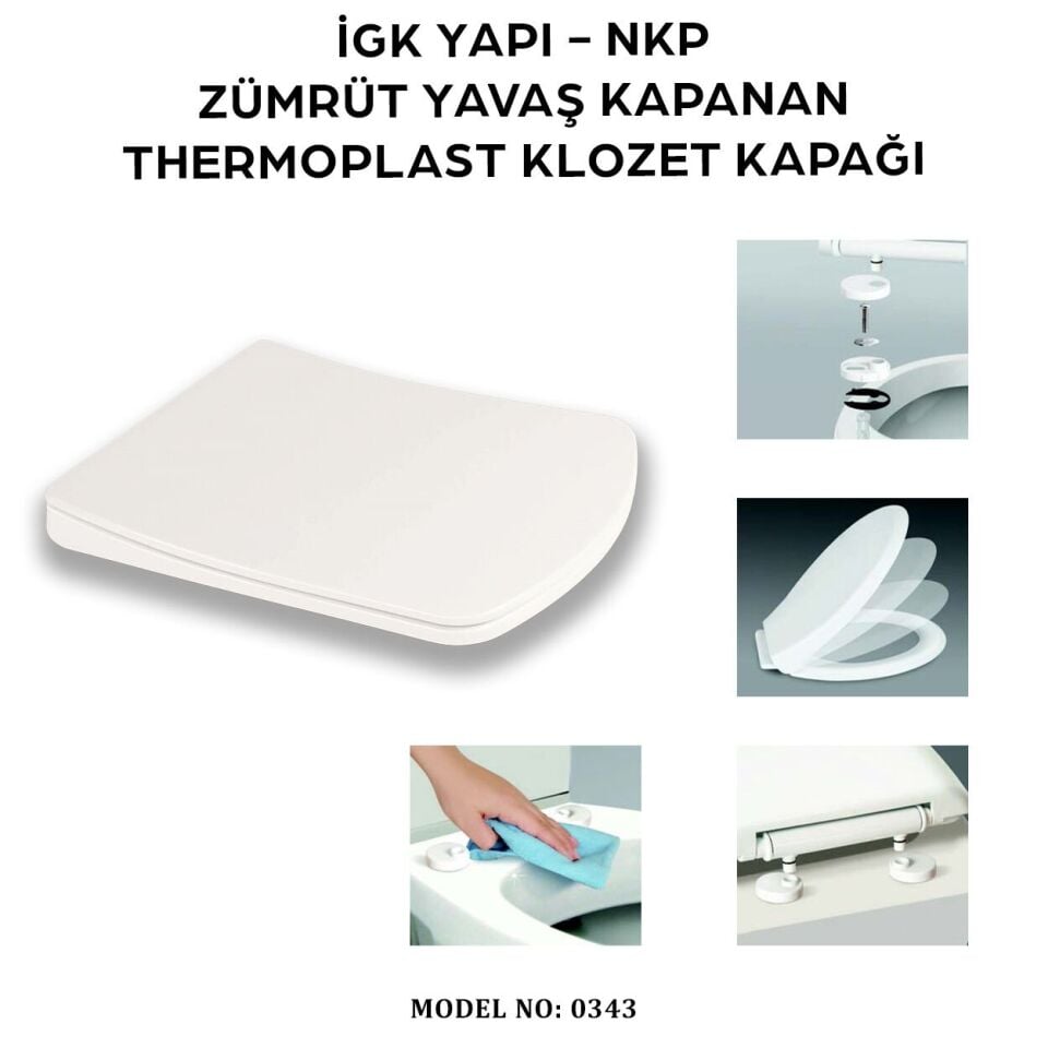 İGK YAPI - NKP 0343 ZÜMRÜT Yavaş Kapanan Thermoplast Klozet Kapağı
