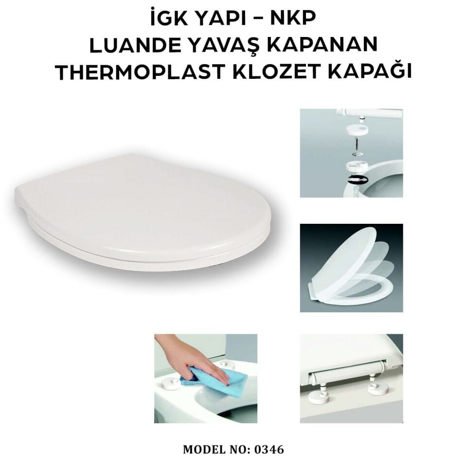 İGK YAPI - NKP 0346 LUANDE Yavaş Kapanan Thermoplast Klozet Kapağı