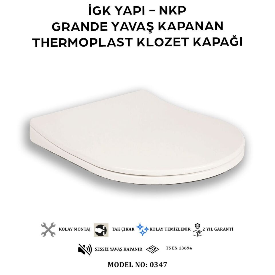 İGK YAPI - NKP 0347 GRANDE Yavaş Kapanan Thermoplast Klozet Kapağı