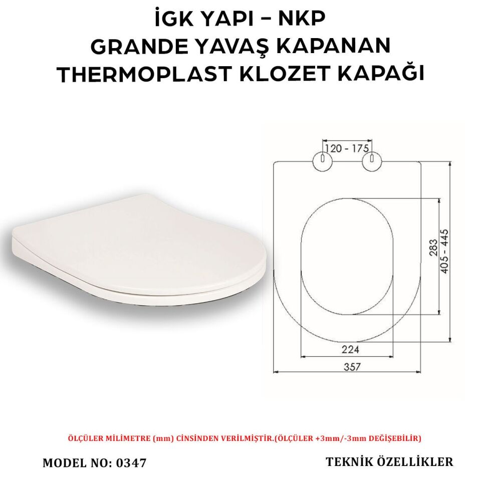 İGK YAPI - NKP 0347 GRANDE Yavaş Kapanan Thermoplast Klozet Kapağı