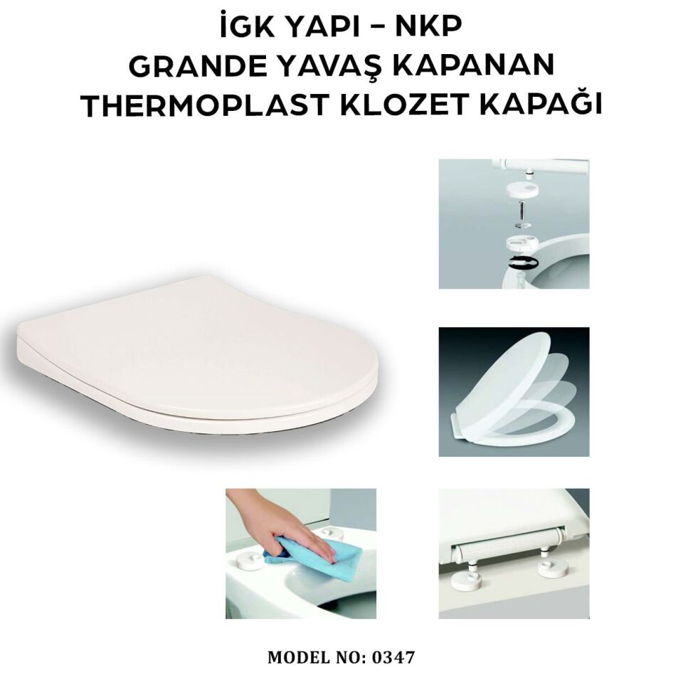İGK YAPI - NKP 0347 GRANDE Yavaş Kapanan Thermoplast Klozet Kapağı