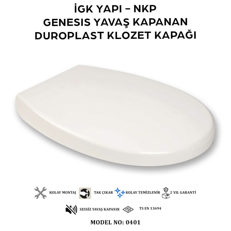 İGK YAPI - NKP 0401 GENESIS Yavaş Kapanan Duroplast Klozet Kapağı