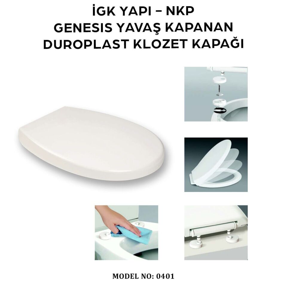 İGK YAPI - NKP 0401 GENESIS Yavaş Kapanan Duroplast Klozet Kapağı