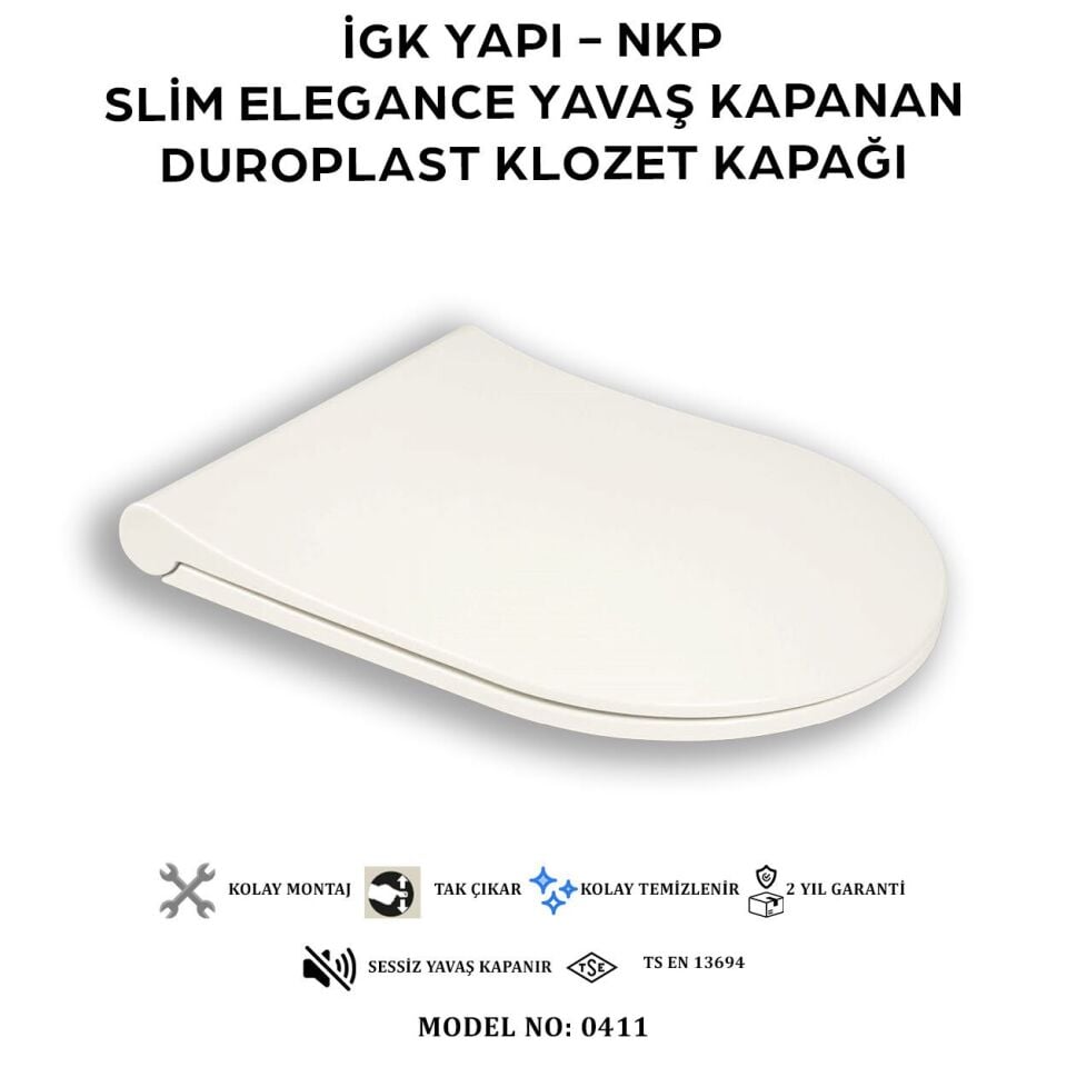 İGK YAPI - NKP 0411 SLİM ELEGANCE Yavaş Kapanan Duroplast Klozet Kapağı