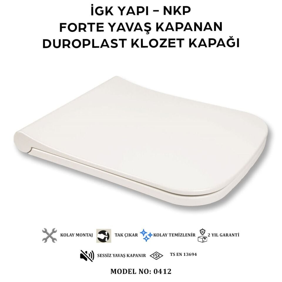 İGK YAPI - NKP 0412 FORTE Yavaş Kapanan Duroplast Klozet Kapağı