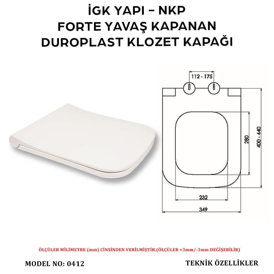 İGK YAPI - NKP 0412 FORTE Yavaş Kapanan Duroplast Klozet Kapağı