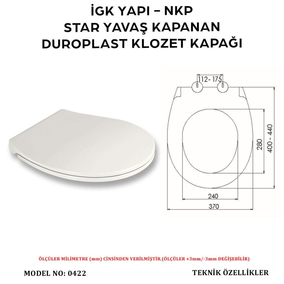 İGK YAPI - NKP 0422 STAR Yavaş Kapanan Duroplast Klozet Kapağı