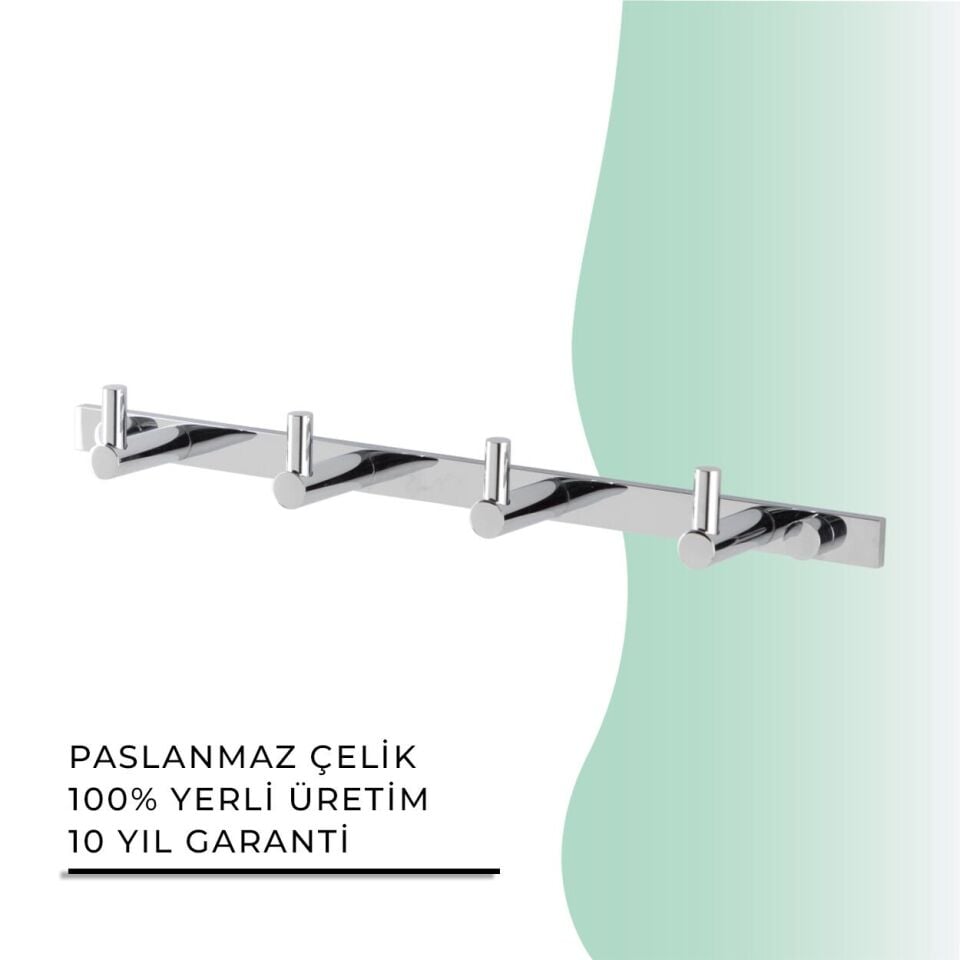 BANYOLİA - Çelik Banyo Mercan Dörtlü Askılık (MS10-060)