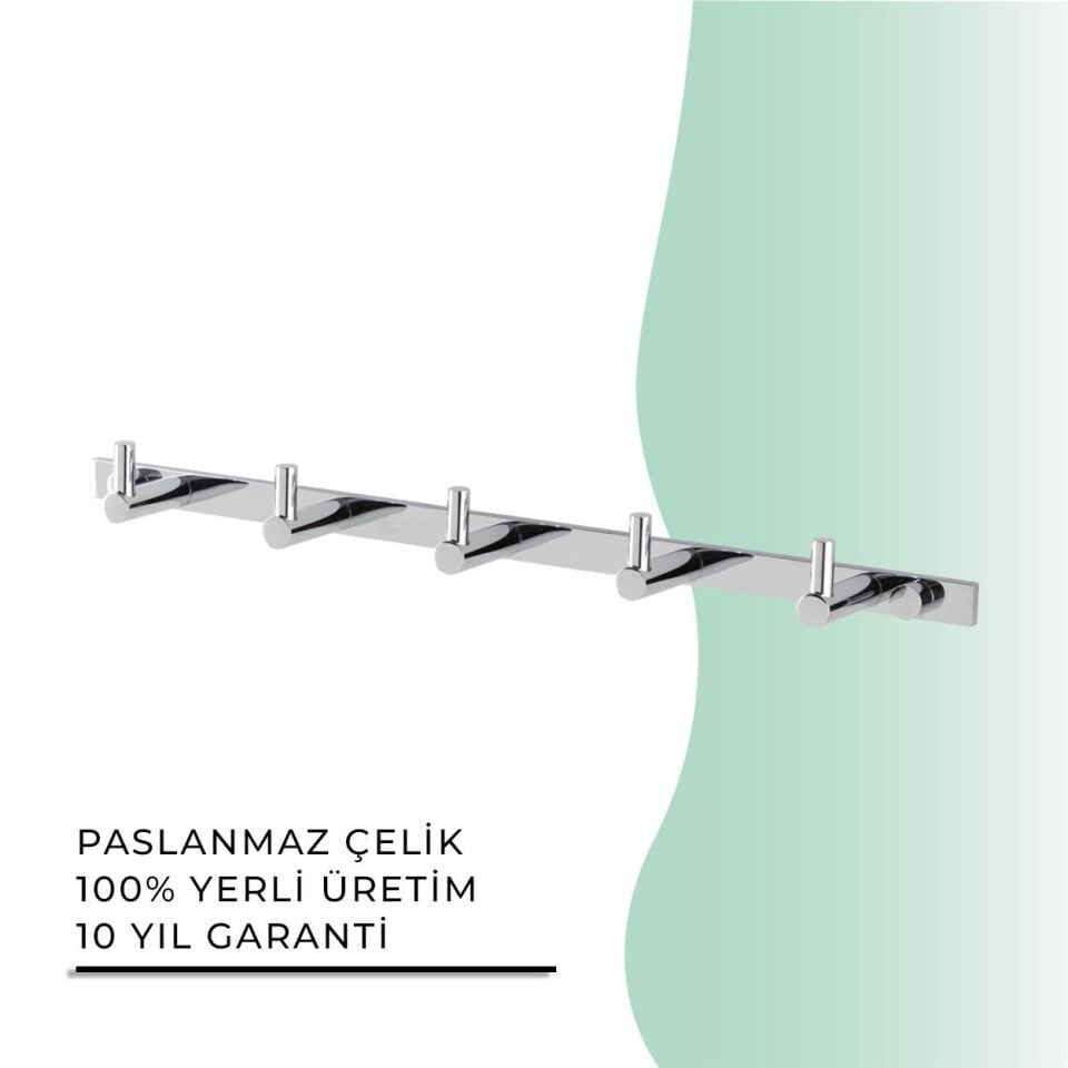 BANYOLİA - Çelik Banyo Mercan Beşli Askılık (MS10-061)